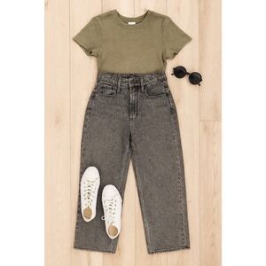 Free Assembly Wide Leg Jeans Super‎ High Crop Straight Gray Wash Size 4